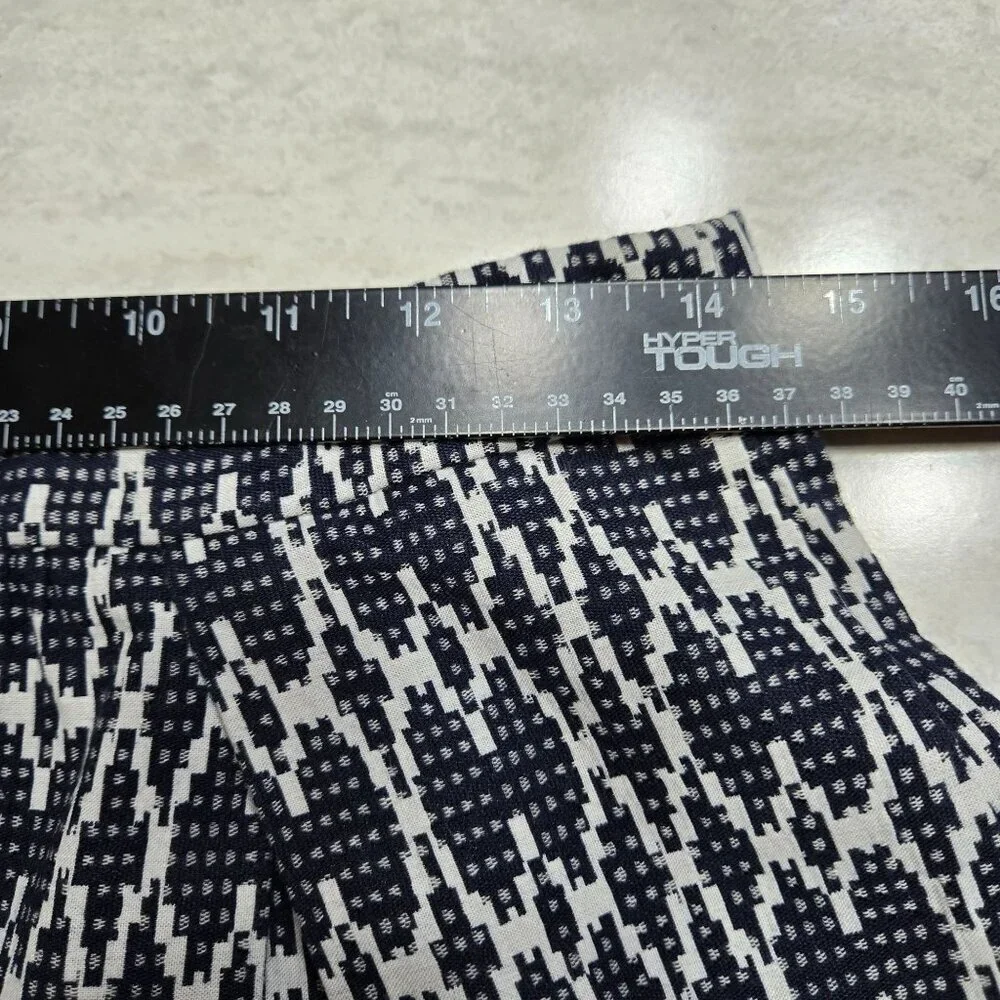 J.Crew Skirt‎ Womens 8 Blue White Geometric Textured Lined Zip Pockets Pleated